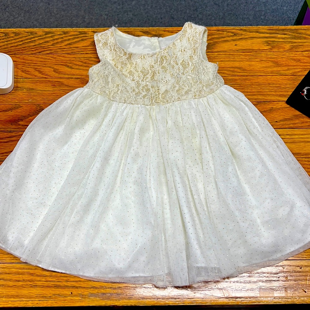 YOUNGLAND | ivory/gold lace & glitter party dress